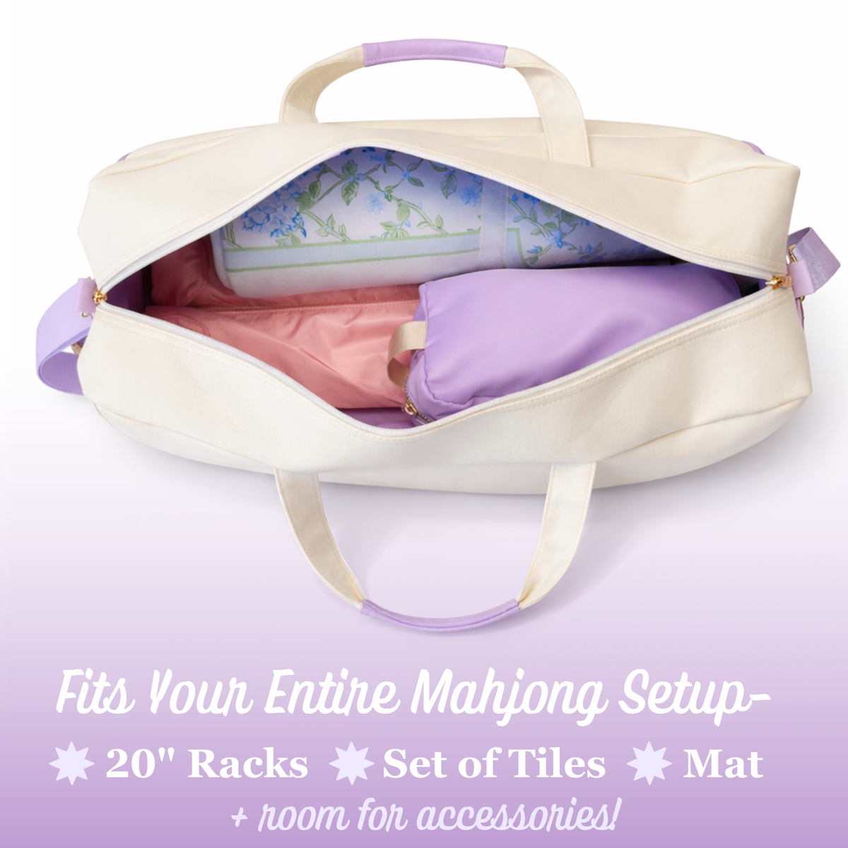 Magical Bottomless Carryall Mahjong Bag- Purple
