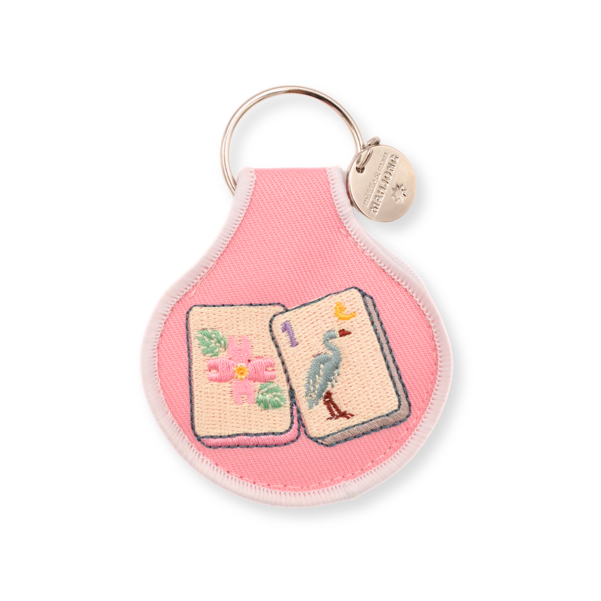 Blossom & Bird Tile Embroidered Keychain