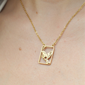 Mahjong Necklace, One Bam Bird Filigree Sparrow