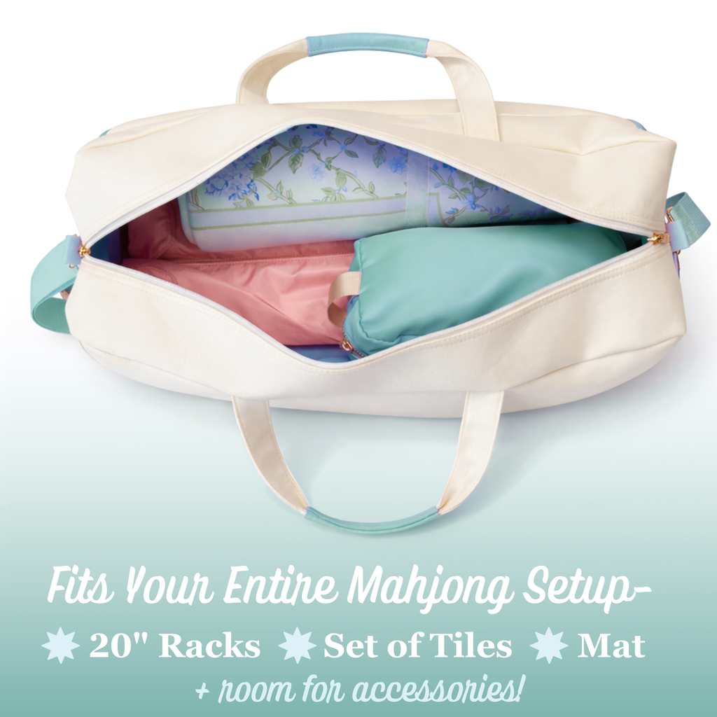 Magical Bottomless Carryall Mahjong Bag- Sea Foam