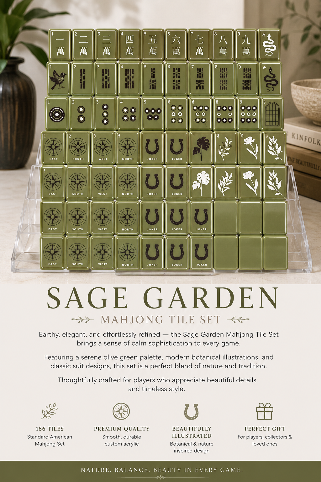 Sage Garden Mahjong Tile Set