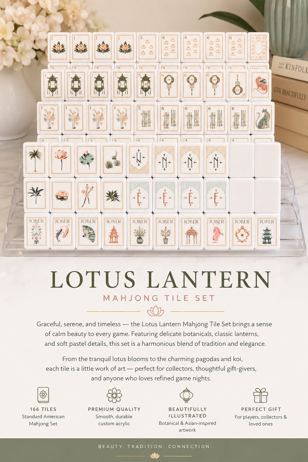 Lotus Lantern Mahjong Tile Set