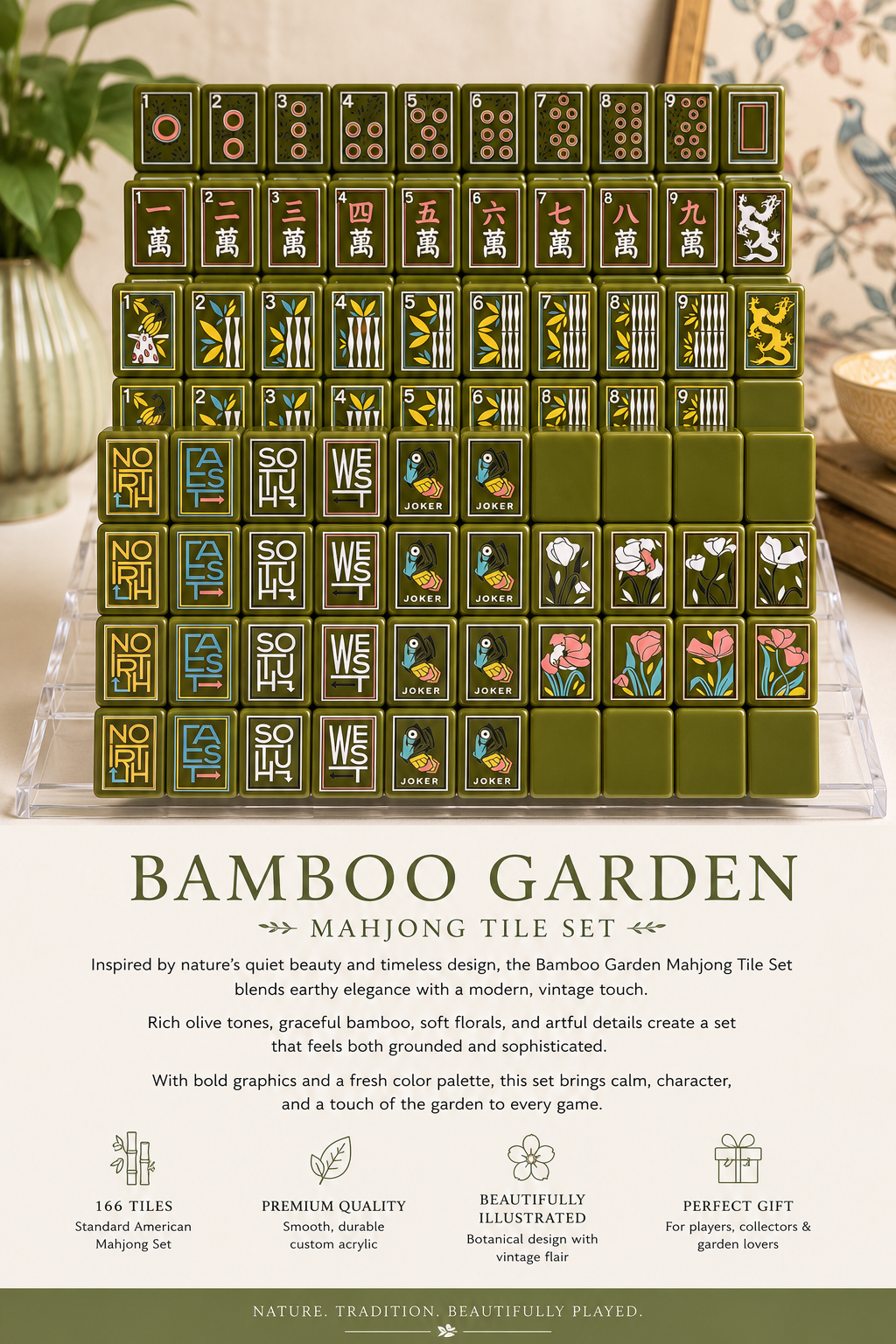 Bamboo Garden Mahjong Tile Set
