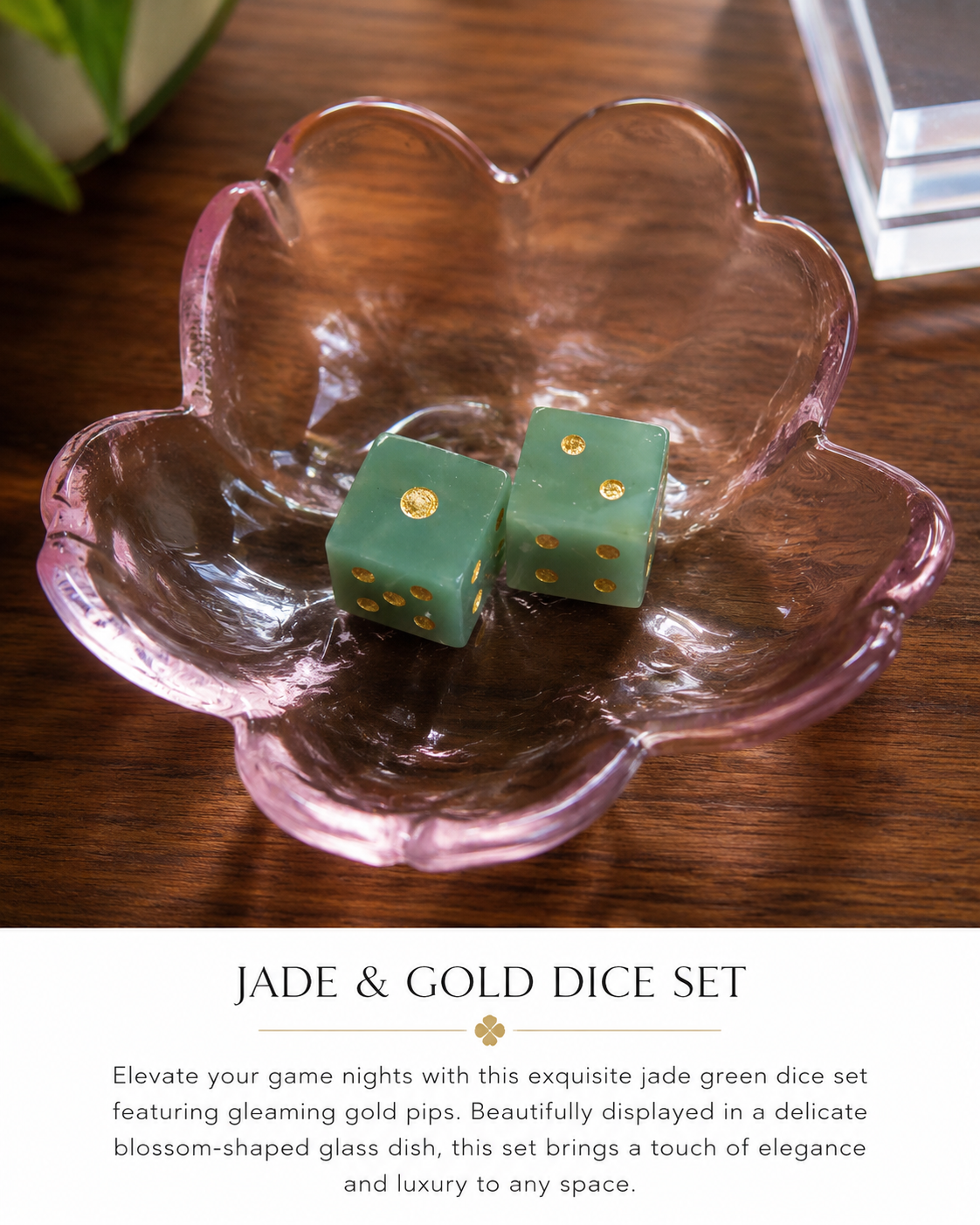 The Blushing Blossom Glass Bowl Dice Holder