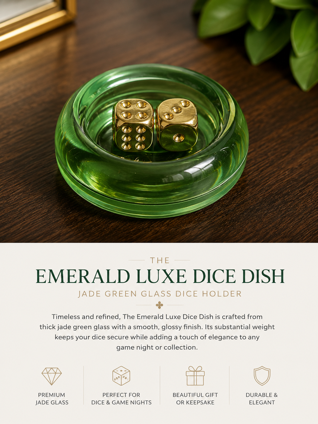 Emerald Luxe Dice Dish