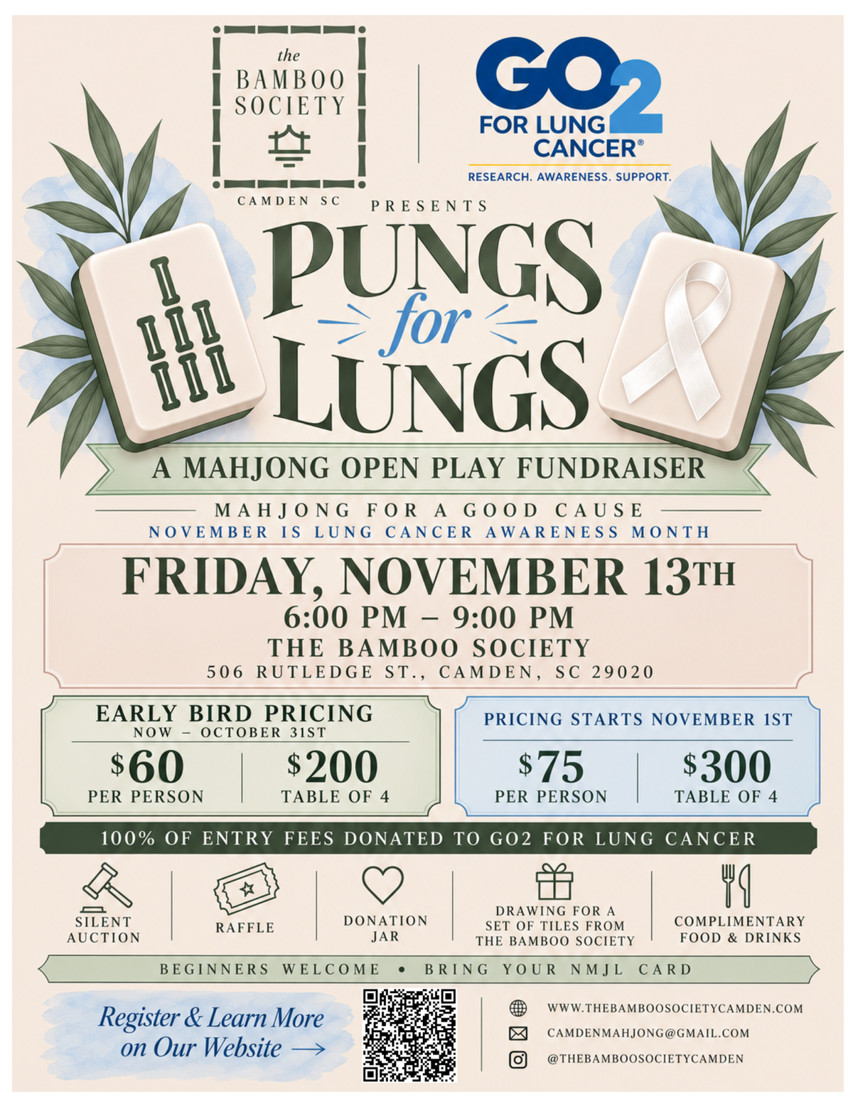 Pungs for Lungs: An Open Play Mahjong Fundraiser