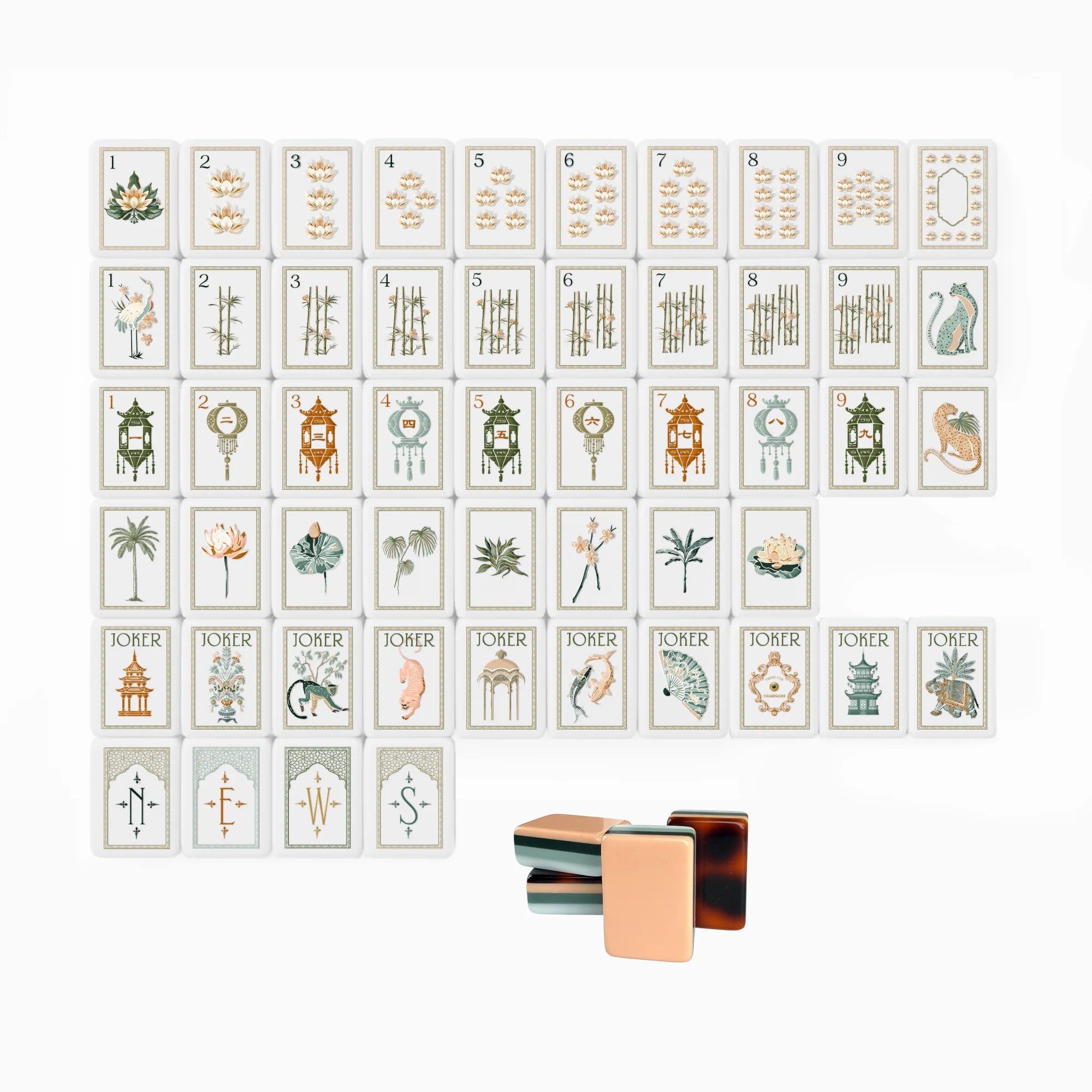 White Lotus Mahjong Tiles