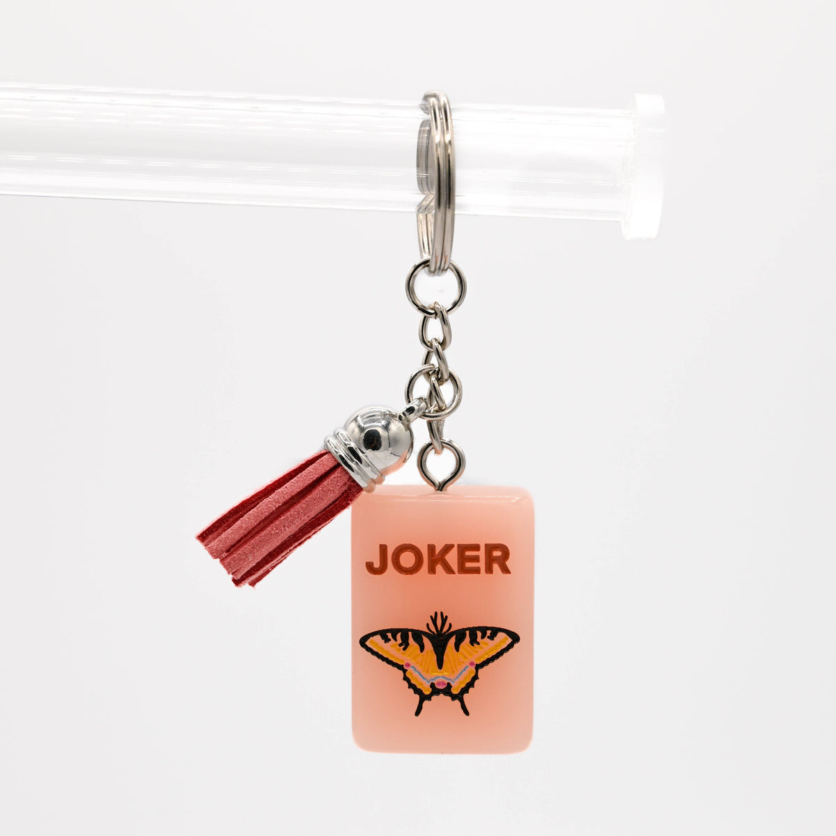 Mahjong Tile Keychain Swallowtail Butterfly Joker