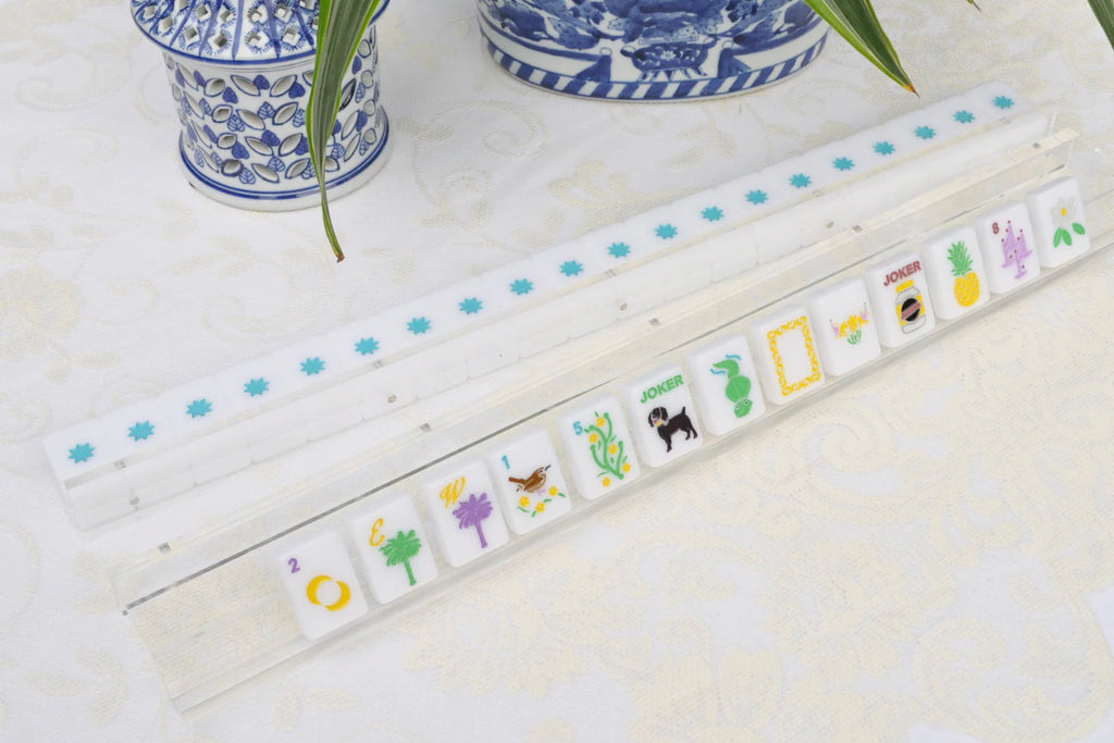 Clear Acrylic Mahjong Rack and Pusher, Set of 4