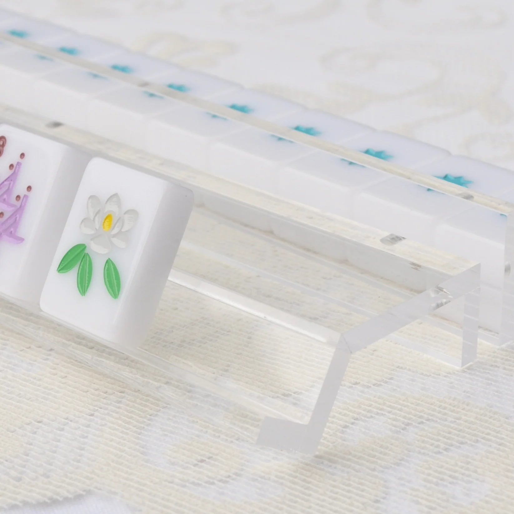 Clear Acrylic Mahjong Rack and Pusher, Set of 4