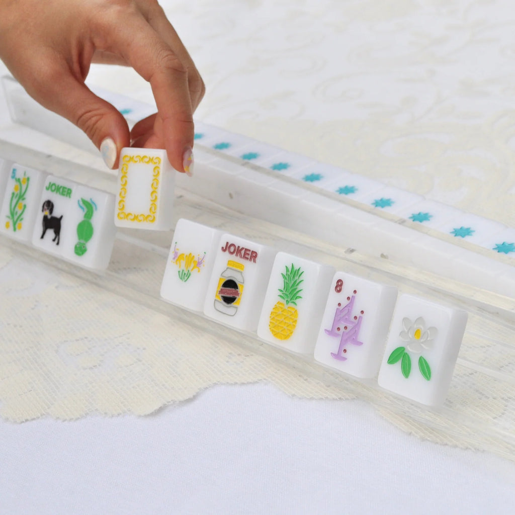 Clear Acrylic Mahjong Rack and Pusher, Set of 4