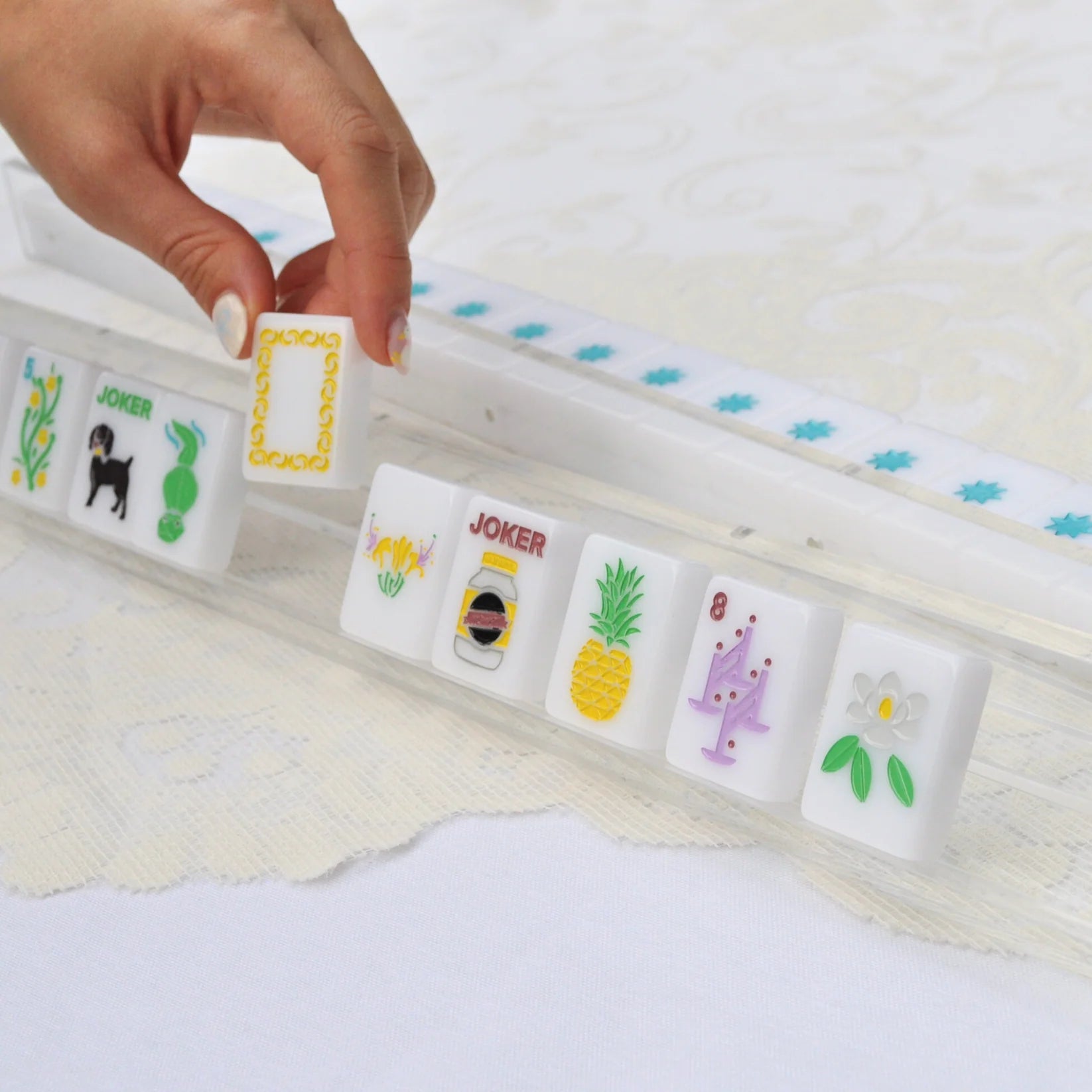 Clear Acrylic Mahjong Rack and Pusher, Set of 4
