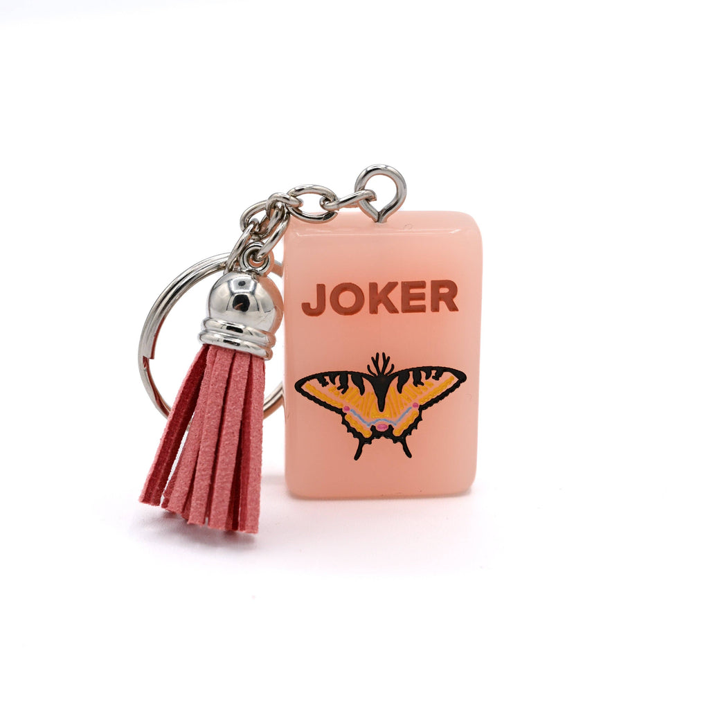 Mahjong Tile Keychain Swallowtail Butterfly Joker