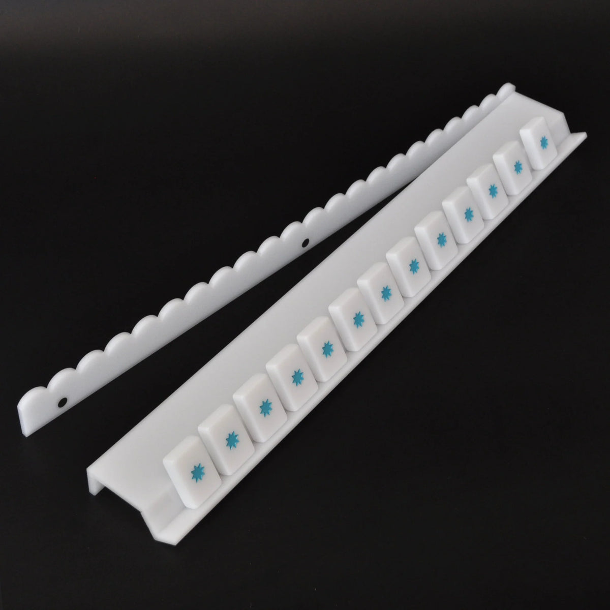 Milk Glass Collection Mahjong Rack and Pusher, Set of 4
