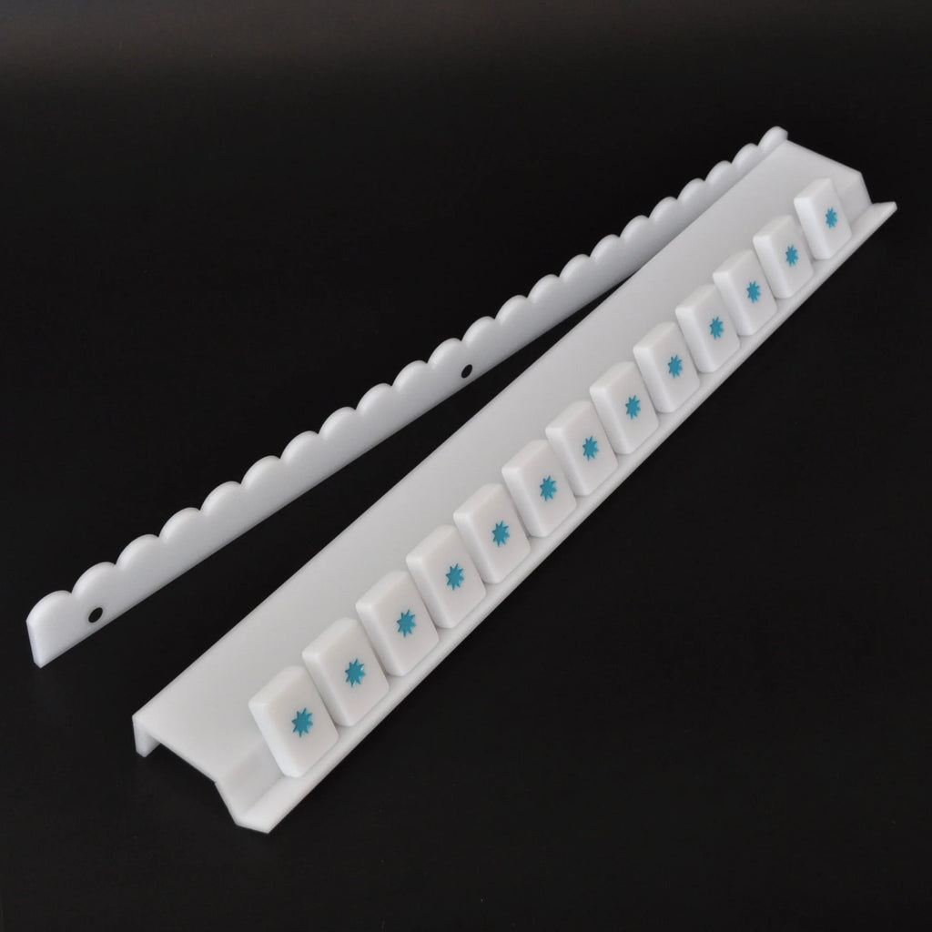 Milk Glass Collection Mahjong Rack and Pusher, Set of 4