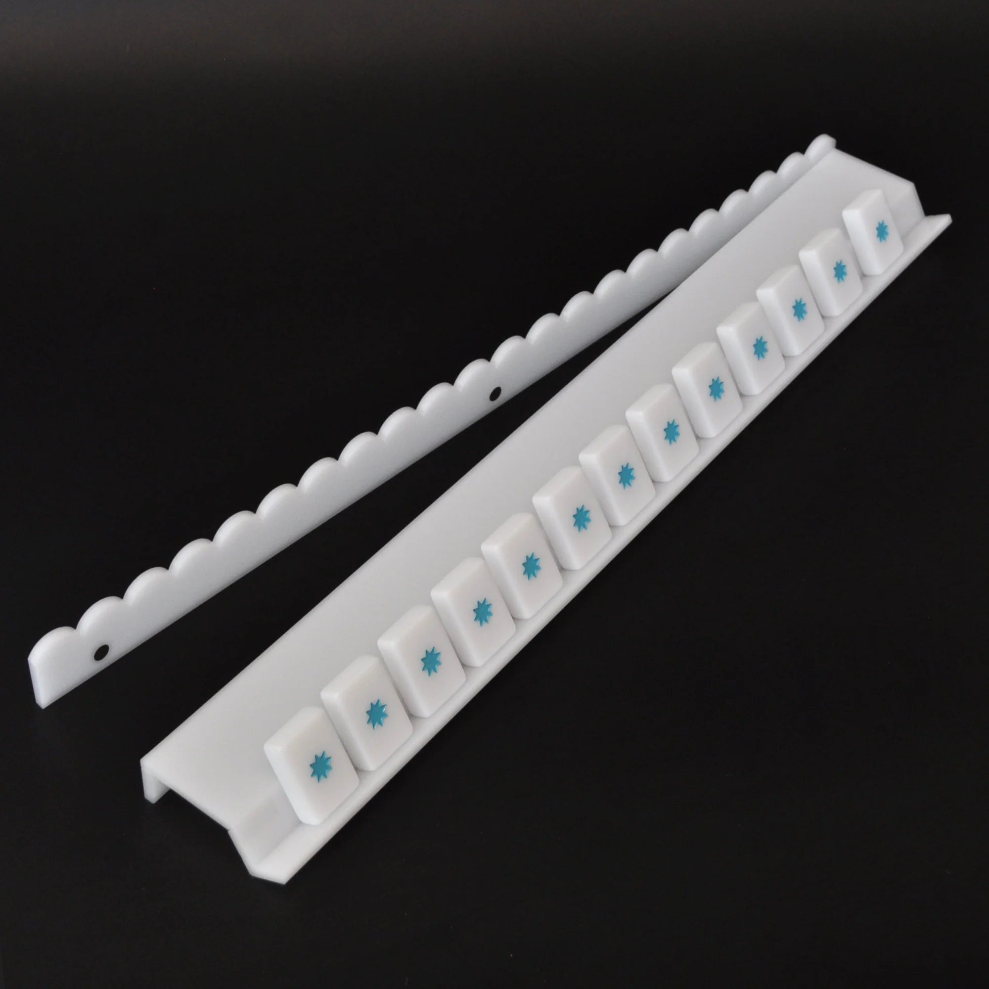 Milk Glass Collection Mahjong Rack and Pusher, Set of 4